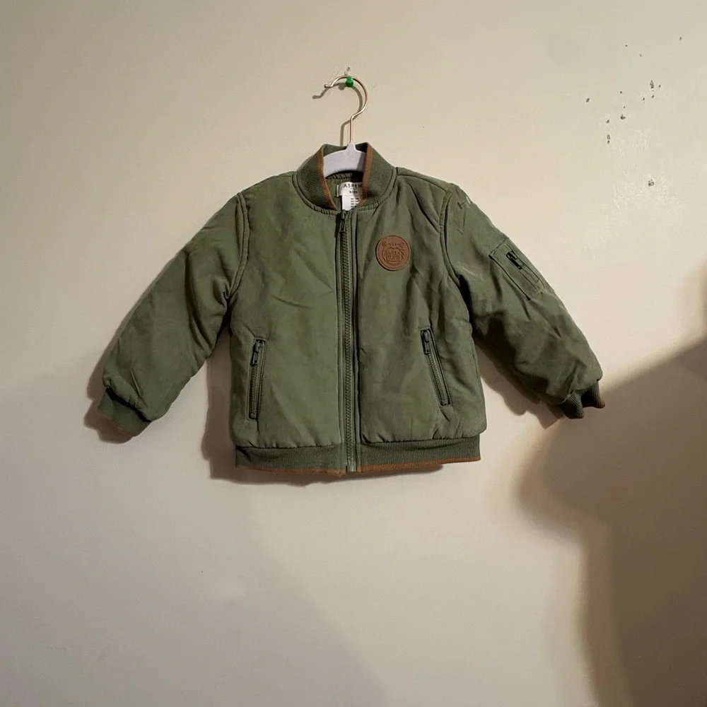 Aspen Kids Boys 18 Month‎ bomber jacket Olive green zip closure Lion patch NWT